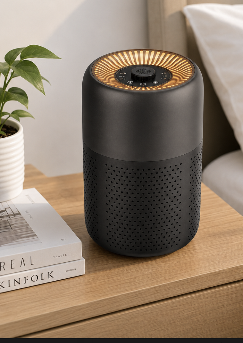 Purificador de aire en dormitorio