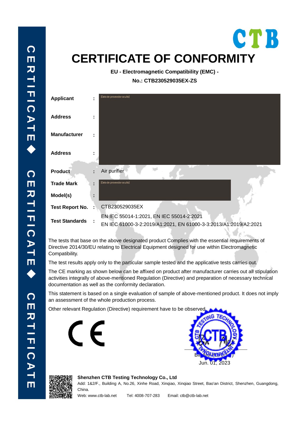 Certificado CE — Compatibilidad electromagnética (EMC)