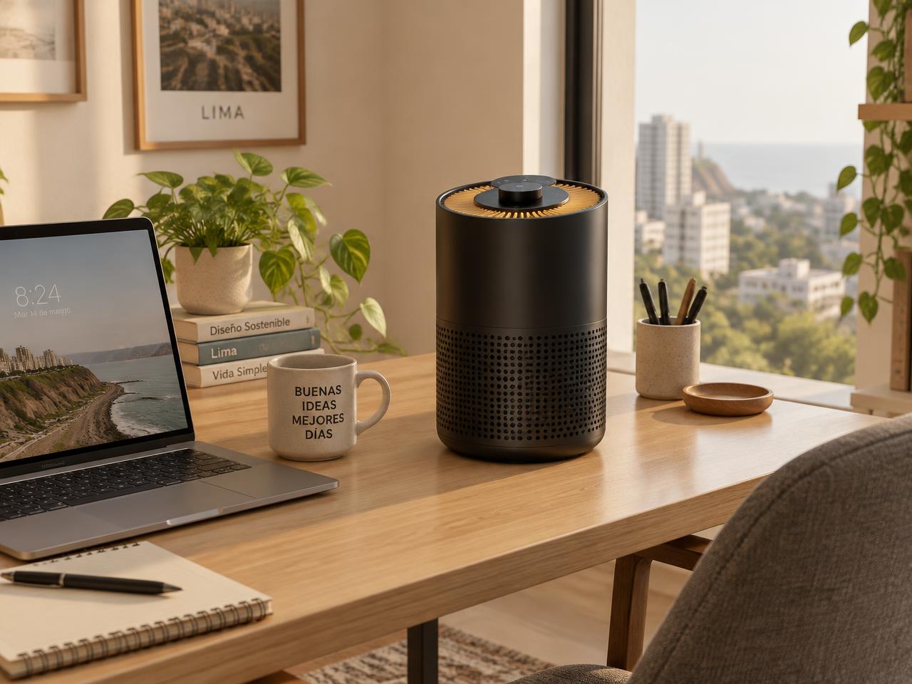 Purificador de aire en escritorio